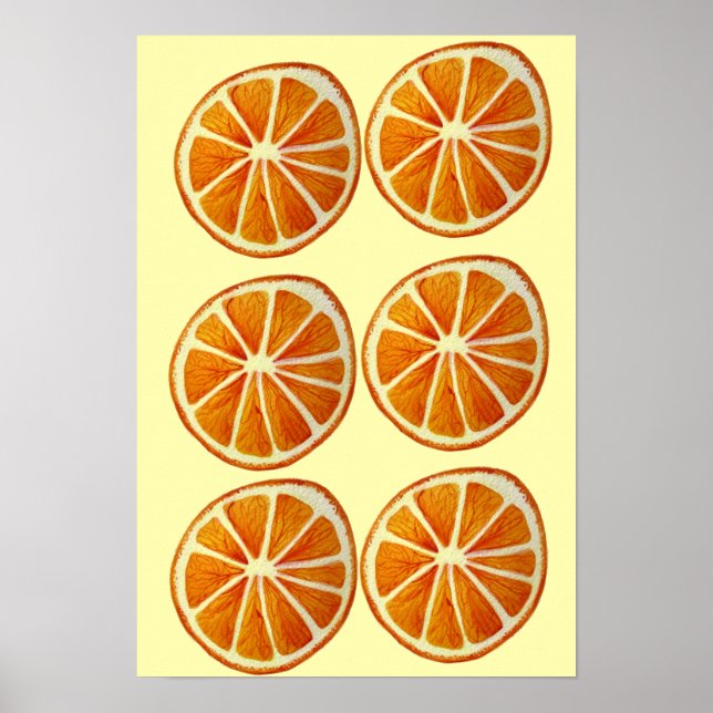 Orangefarbene Scheiben Makro Frucht Pop Art Poster (Vorne)