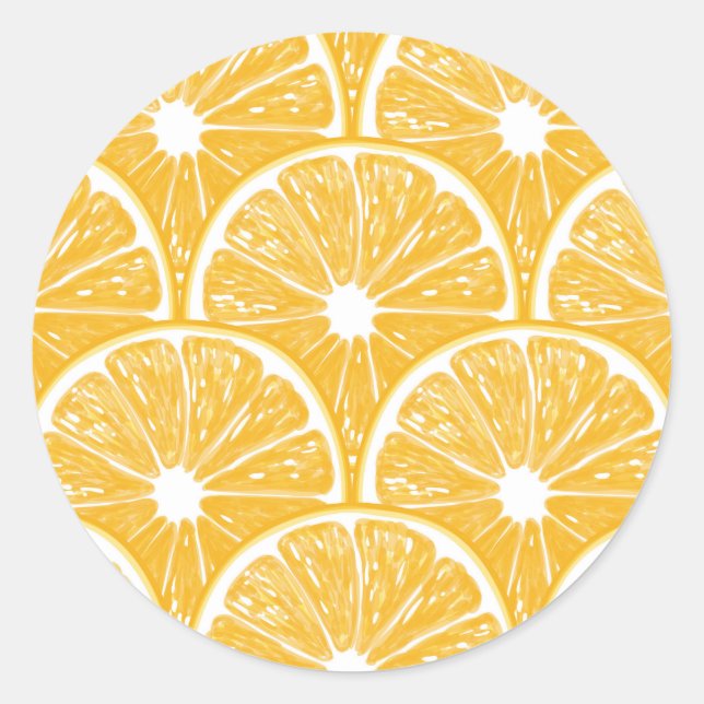 Orangefarbene Scheiben, Muster tropischer Früchte Runder Aufkleber (Vorderseite)