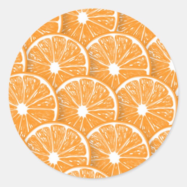 Orangefarbene Scheiben Runder Aufkleber (Vorderseite)