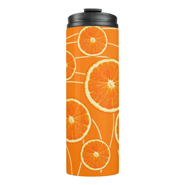 Orangefarbene Scheiben Thermosbecher (Vorderseite)