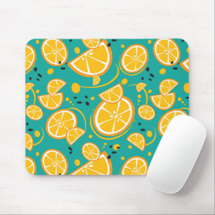 Orangefarbene Scheiben tropische whimsical Illustr Mousepad