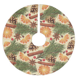 Orangefarbene Scheiben und Gewürze Polyester Weihnachtsbaumdecke