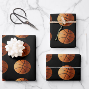 Orangefarbene schwarze Basketbälle, Blätter für Ge