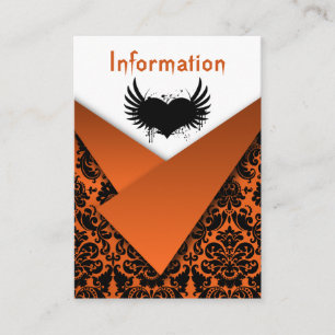 Orangefarbene, schwarze Damaskus-Hochzeitskarte Begleitkarte