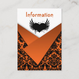 Orangefarbene, schwarze Damaskus-Hochzeitskarte Begleitkarte