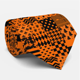 Orangefarbene schwarze gemischte Muster - Designmu Krawatte