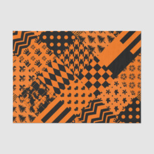 Orangefarbene schwarze gemischte Muster - Designmu Seidenpapier