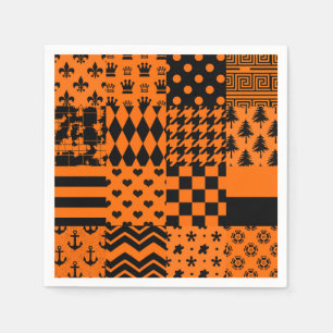 Orangefarbene schwarze gemischte Muster - Designmu Serviette
