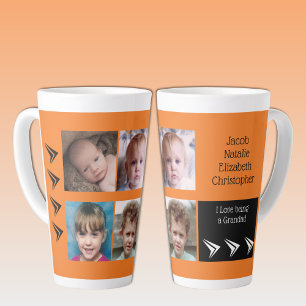 Orangefarbene schwarze Liebe als Großmutter mit Fo Milchtasse