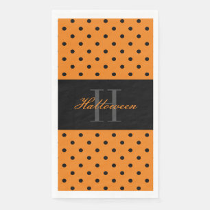 Orangefarbene schwarze Polka-Punkte benutzerdefini Serviette