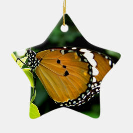 Orangefarbene, schwarze und weiße Schmetterlinge a Keramikornament