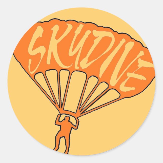 Orangefarbene Skydive-Fanatiker Runder Aufkleber (Vorderseite)