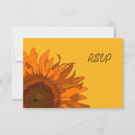 Orangefarbene Sonnenblume auf der Gelben Hochzeitk RSVP Karte