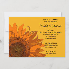 Orangefarbene Sonnenblumen auf der Gelben Engageme Einladung