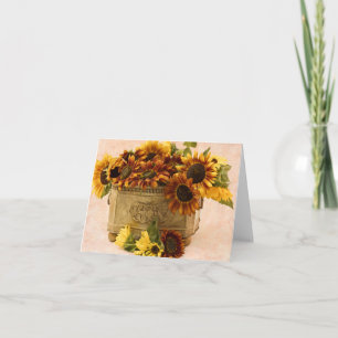 Orangefarbene Sonnenblumen im Körbchen Karte