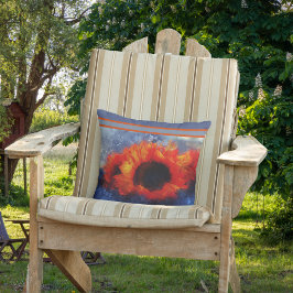 Orangefarbene Sonnenblumen mit Streifen-Kissen Kissen