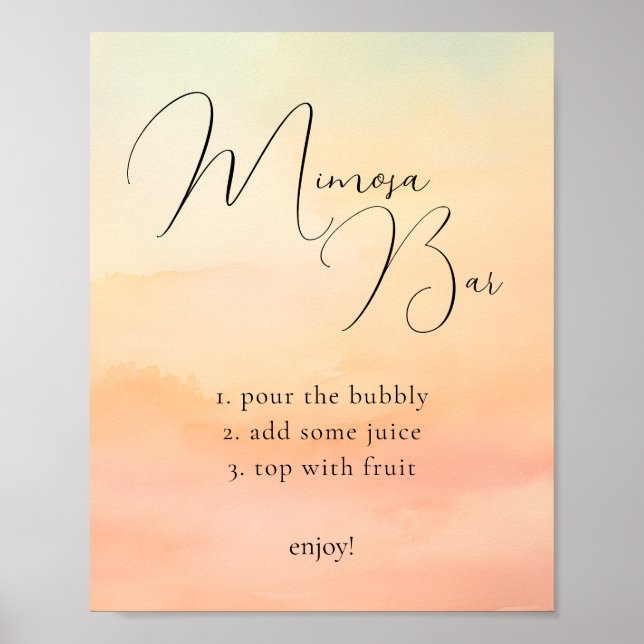 Orangefarbene Sonnendecke 9 Mimosa Bar Sign Poster (Vorne)