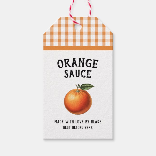 Orangefarbene Soße Bewahren Geschenkanhänger (Vorderseite)