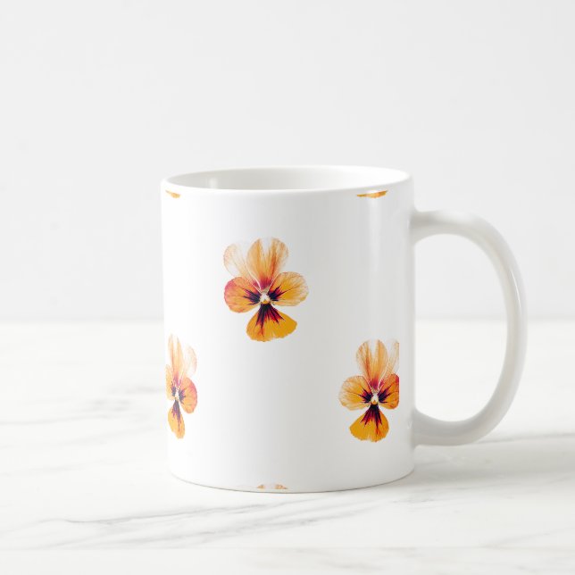 orangefarbene Stiefmütterchen Tasse (Rechts)