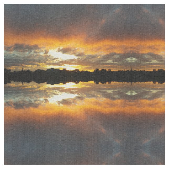 Orangefarbene Stoffe, Sonnenuntergang Landschaft Stoff (Nahaufnahme)