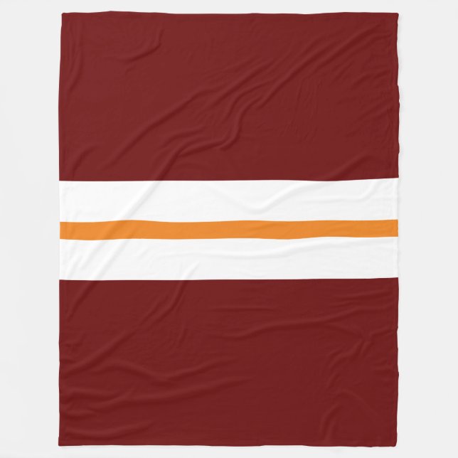 Orangefarbene Streifen auf tiefroten Streifen Fleecedecke (Vorderseite)