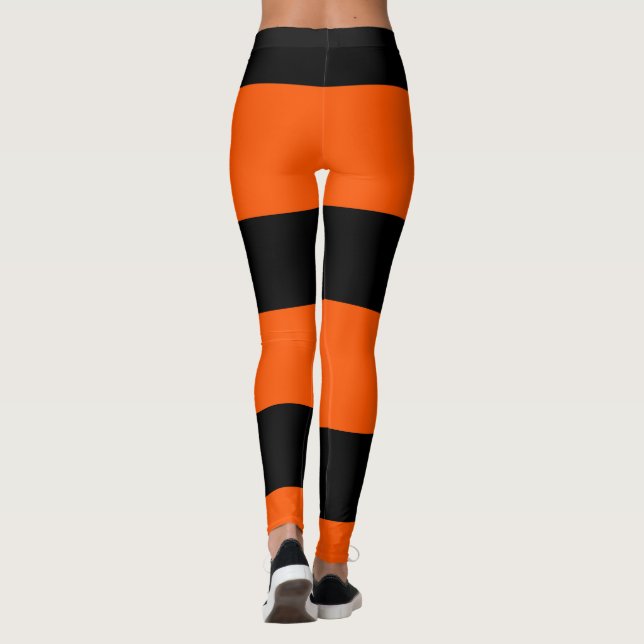 Orangefarbene Streifen Leggings (Rückseite)