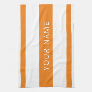 Orangefarbene Streifen mit Ihrem Namen Küchentüche Geschirrtuch