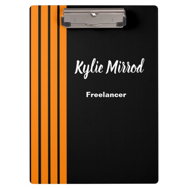 Orangefarbene Streifen schwarz Klemmbrett (Vorderseite)