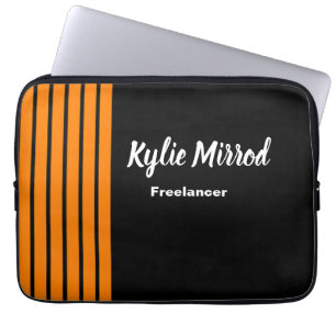 Orangefarbene Streifen schwarz Laptopschutzhülle