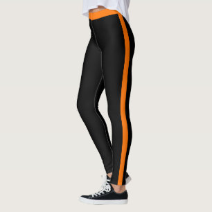 Orangefarbene Streifen schwarze Leggings