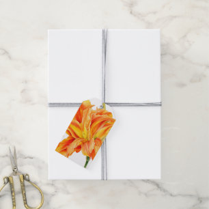 Orangefarbene Taglilie Aquarell Blume Tags Geschenkanhänger