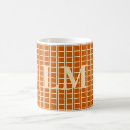 Orangefarbene Tasse, neutral, Muster, Ihre Initial Kaffeetasse