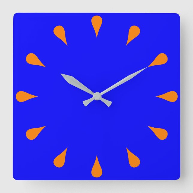 Orangefarbene Teardrops Quadratische Wanduhr (Vorderseite)