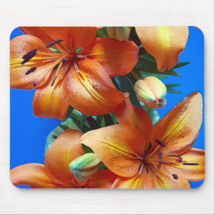 Orangefarbene Tigerlische Blume drucken Mousepad
