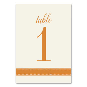 Orangefarbene Tischnummer, Caroline Wedding Table Tischnummer