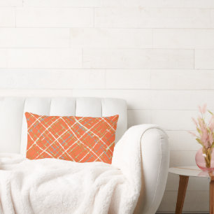 Orangefarbene Touch von Grey Blue Green Ivory Kari Lendenkissen