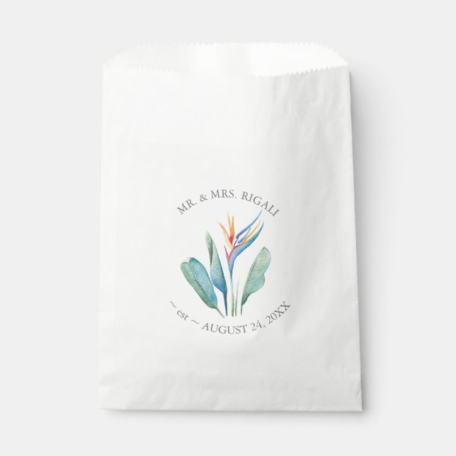 Orangefarbene tropische Blume Geschenktütchen (Vorderseite)