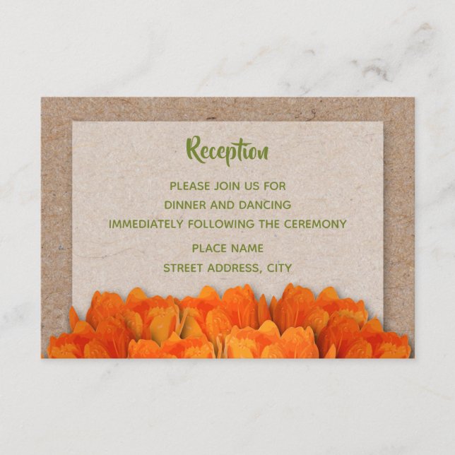 Orangefarbene Tulips auf Hochzeitskarten Begleitkarte (Vorderseite)