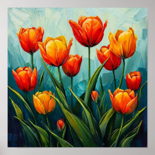 Orangefarbene Tulpen Poster