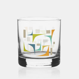 Orangefarbene türkisfarbene Ecken Mitte Jahrhunder Whiskyglas