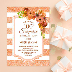 Orangefarbene Überraschung am 100. Geburtstag Einladung