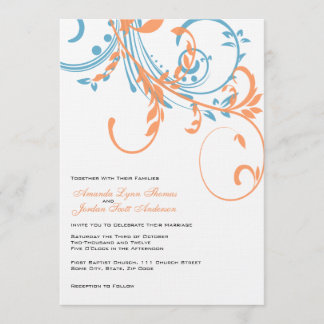Orangefarbene und Aquamarine Hochzeitsfeier mit Do Einladung