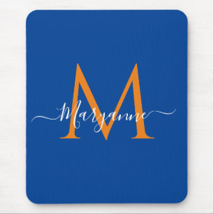 Orangefarbene und aquamarine Personalisierte Monog Mousepad