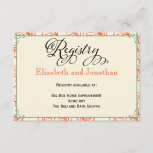 Orangefarbene und Aquamarine rustikale Hochzeitska Begleitkarte