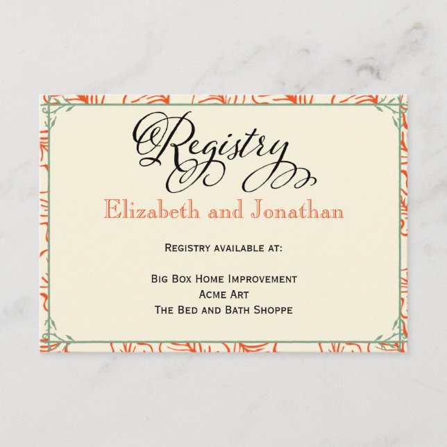 Orangefarbene und Aquamarine rustikale Hochzeitska Begleitkarte (Vorderseite)