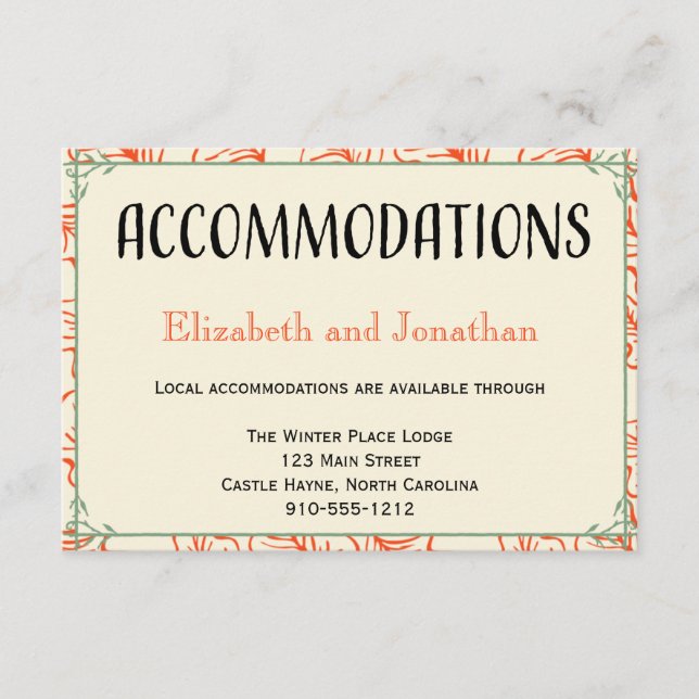 Orangefarbene und Aquamarine rustikale Hochzeitska Begleitkarte (Vorderseite)