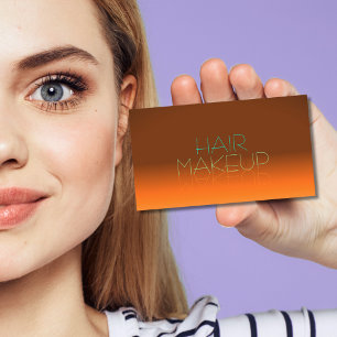 Orangefarbene und Aquamarine Spiegelbriefe mit Fot Visitenkarte