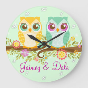 Orangefarbene und Aquamarine Wände - Sonderanferti Große Wanduhr