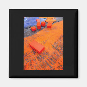 Orangefarbene und blaue Abstrakte Bio Kunststoffe Magnet