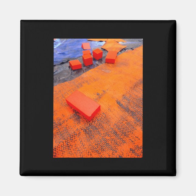 Orangefarbene und blaue Abstrakte Bio Kunststoffe Magnet (Vorne)